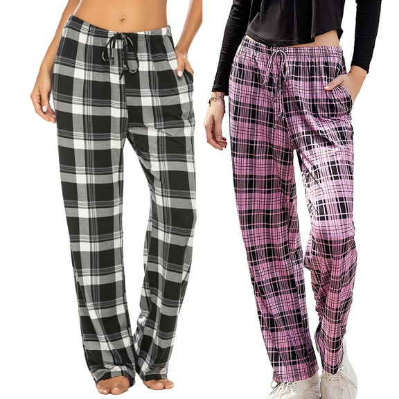 Avidlove 2 Pack Women Pajama Pants with Pockets Stretch Buffalo Red Plaid Pajama Bottoms Drawstring Christmas Pj Pants Sleepwear Casual Cozy Lounge Pants