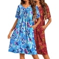 thumbnail image 1 of KISSGAL 2 Pack Women's Nightgown Short Sleeve House Dress with Pockets Comfy Loungwear Printed Sleepwear, 1 of 8