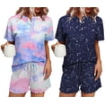 thumbnail image 1 of Avidlove 2 Pack Womens Pajama Sets Short Sleeve Henly Top with Shorts Soft Pj Loungewear Comfy Sleepwear S-XXL, 1 of 6