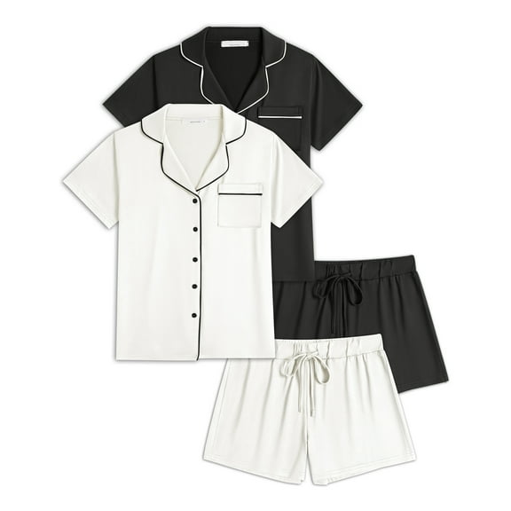 Avidlove 2 Pack Womens Pajamas Set Button Down Summer Sleepwear Short Sleeve Pjs with Shorts Loungewear Set