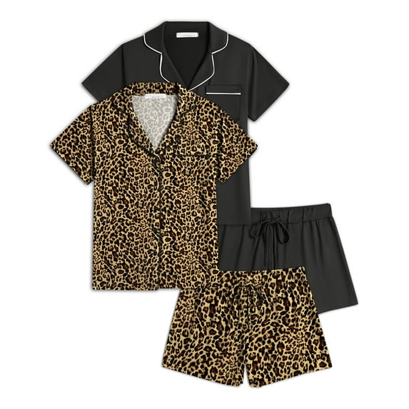 Avidlove 2 Pack Womens Pajamas Set Button Down Summer Sleepwear Short Sleeve Pjs with Shorts Loungewear Set