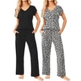 thumbnail image 1 of Avidlove 2 Pack Womens Pajamas Set Short Sleeve Sleepwear Top with Long Pants Soft Loungewear S-XXL, 1 of 7