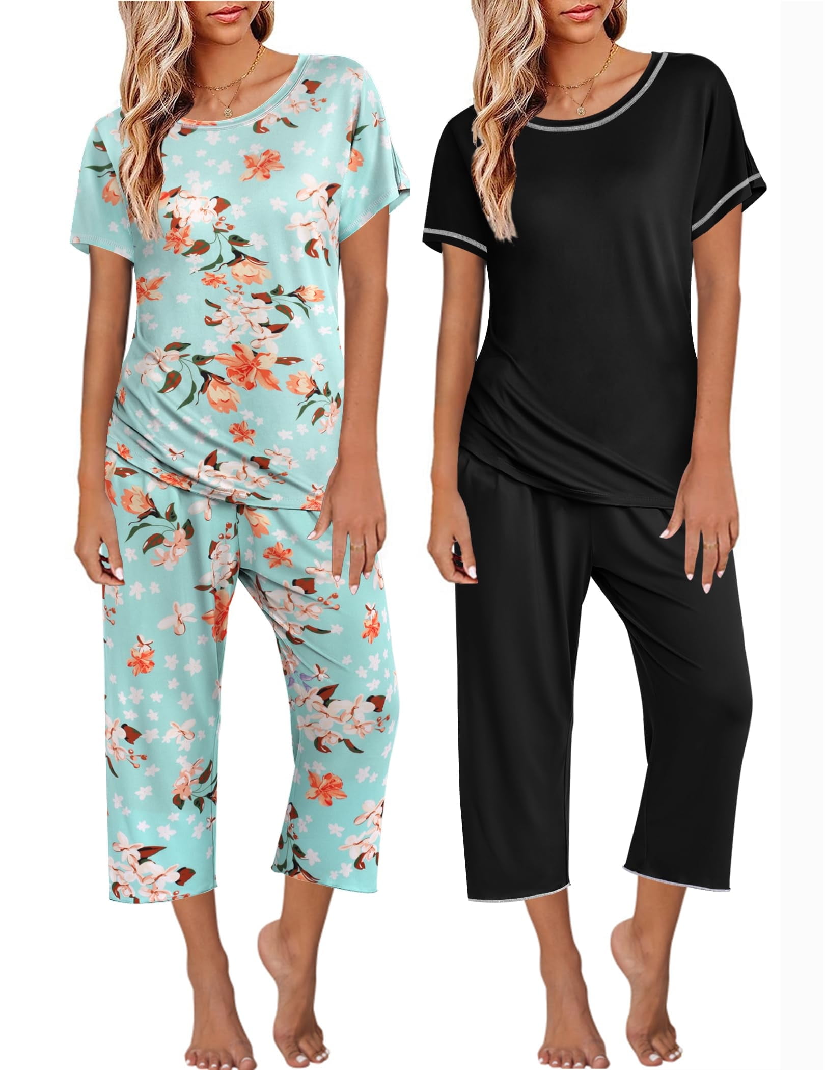 Short Sleeve Top Capri Pants Set main image 1