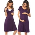 thumbnail image 1 of Avidlove 3 in 1 Nursing Dress Maternity Nightgown Labor/Delivery Breastfeeding Birthing Gown with Button, 1 of 7