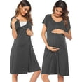 thumbnail image 1 of Avidlove 3 in 1 Nursing Dress Maternity Nightgown Labor/Delivery Breastfeeding Birthing Gown with Button, 1 of 7