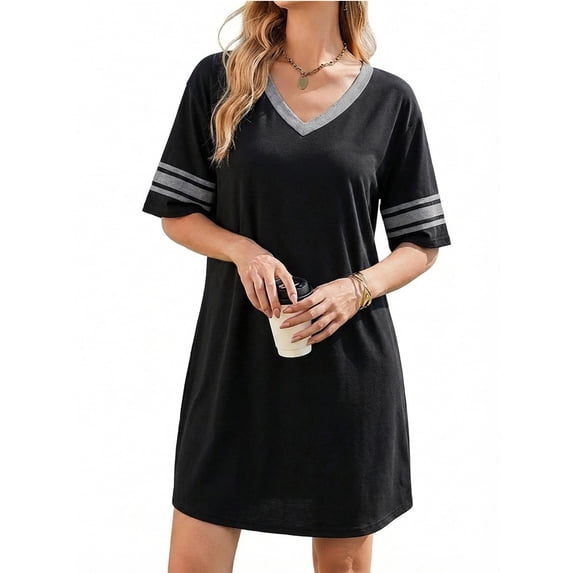 Avidlove Bamboo Viscose Nightgowns for Women Oversized Short Sleeve Sleep Shirts V Neck Pajamas Dress Sleepwear