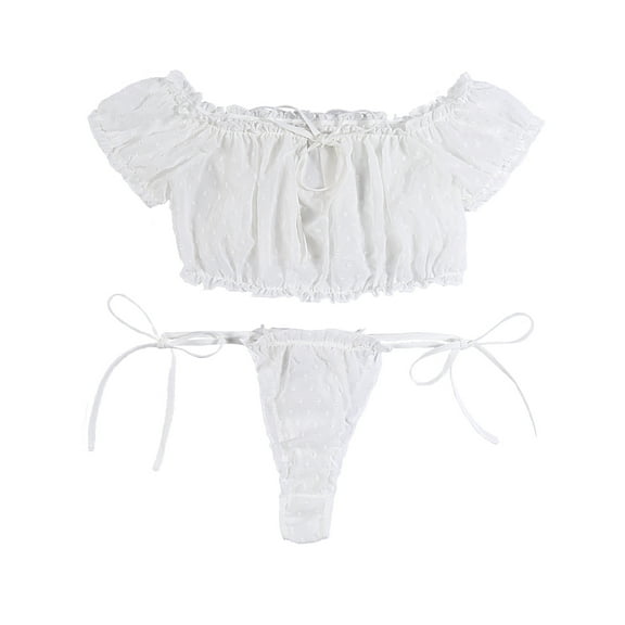 Avidlove Bra and Panty Set Ruffle Lingerie Set Sexy Sheer Chemise