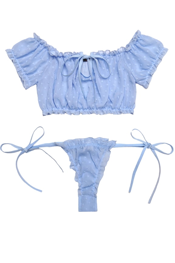 Bra and Panty Set Ruffle Lingerie Set Sexy Sheer Chemise