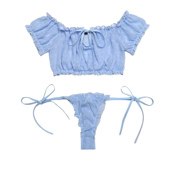 Avidlove Bra and Panty Set Ruffle Lingerie Set Sexy Sheer Chemise