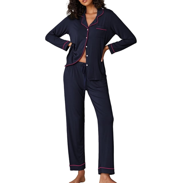 Jersey Shore Womens Button Front Pajama Set