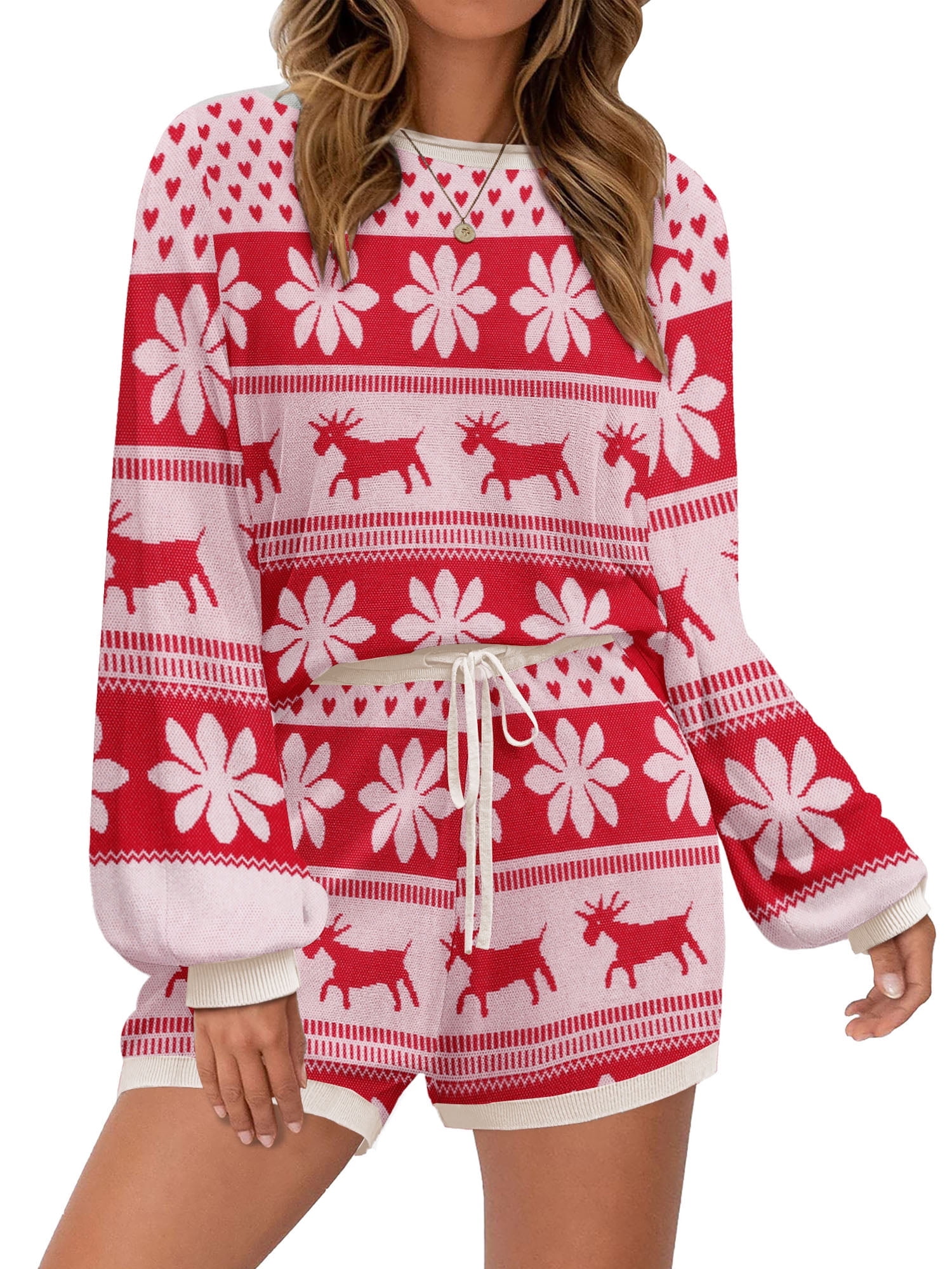 Autumn and Winter Women's Long Pajama Set of 2pcs