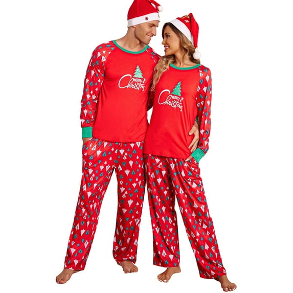 Avidlove Couple Christmas Pajamas Set long Sleeve Family Matching Pajamas Sets Soft Men Xmas Pjs Sleepwear Print Nightwear (Men)