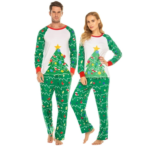 Avidlove Couple Christmas Pajamas Set long Sleeve Family Matching Pajamas Sets Soft Men Xmas Pjs Sleepwear Print Nightwear (Men)