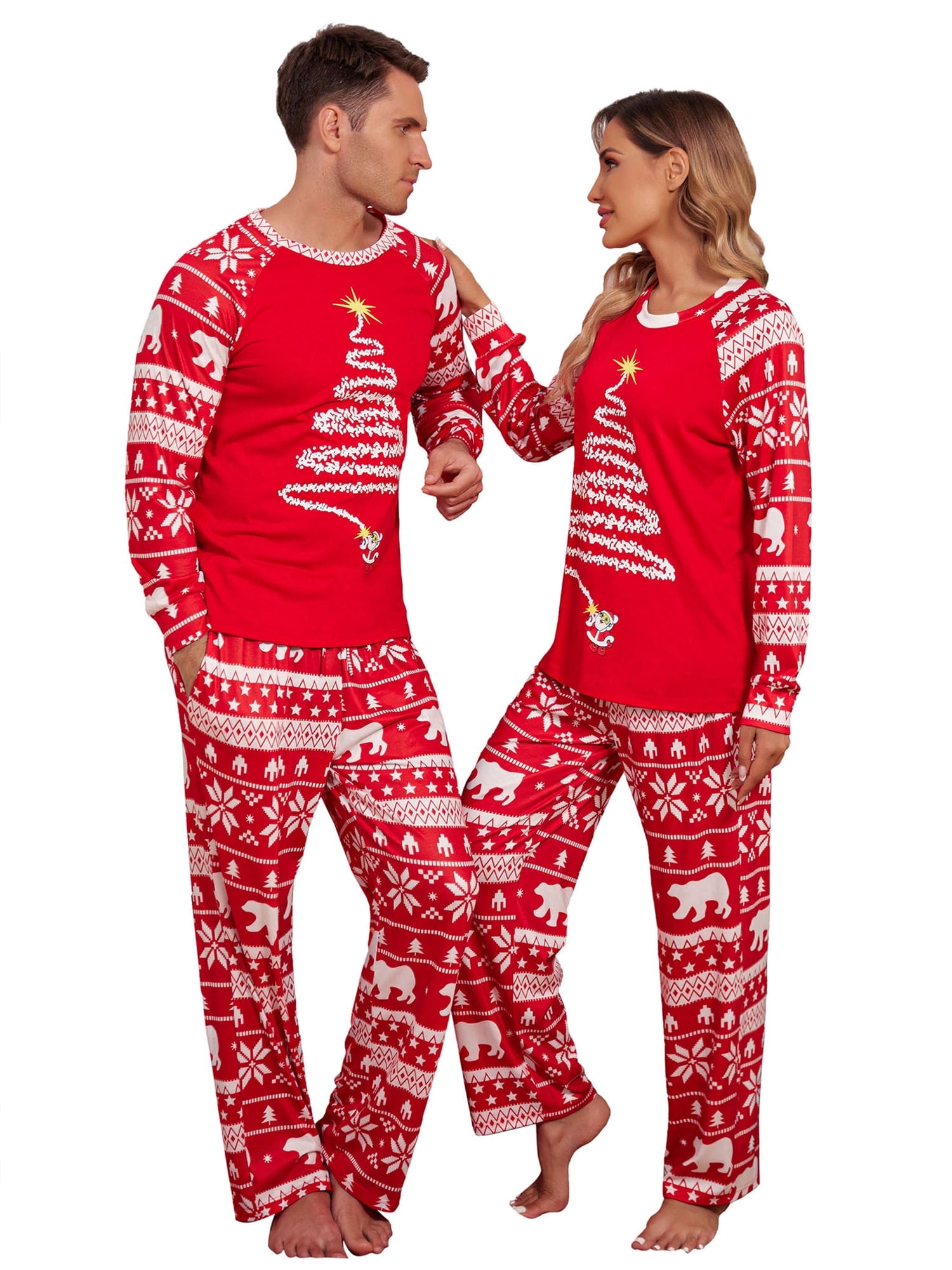 Avidlove Couple Christmas Pajamas Set long Sleeve Family Matching ...