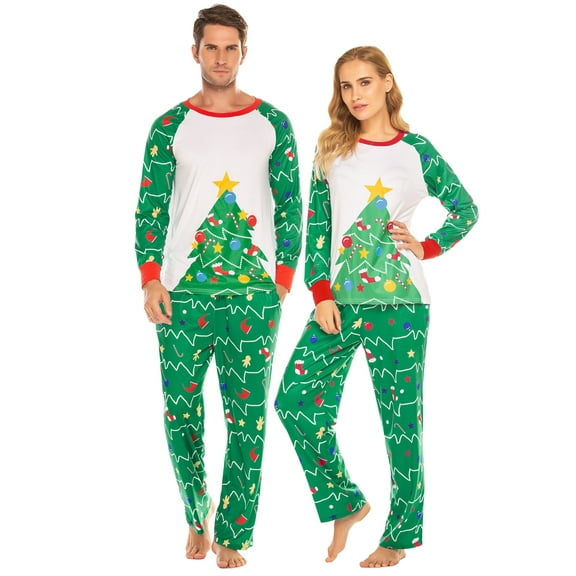Avidlove Couple Christmas Pajamas Set long Sleeve Family Matching Pajamas Sets Soft Women Xmas Pjs Sleepwear Print Nightwear (Women)