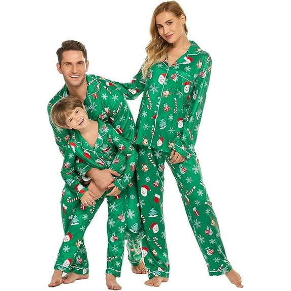 Avidlove Family Christmas Pajamas Matching Sets Button Down Pajamas Set Long Sleeve Festival Party Pjs Loungerwear Warm Sleepwear for Family (Kids)
