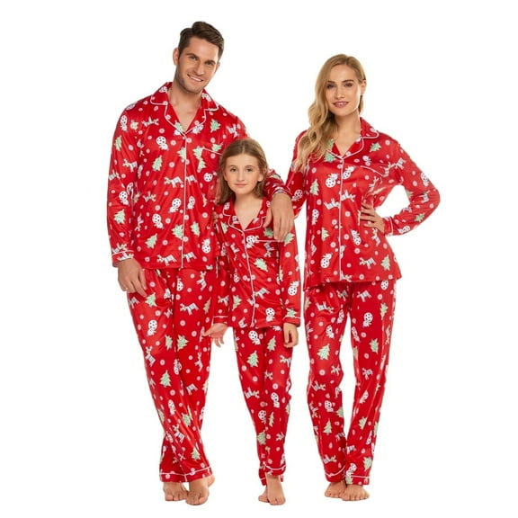 Avidlove Family Christmas Pajamas Matching Sets Button Down Pajamas Set for Couples and Kids Long Sleeve Festival Party Pjs Loungerwear Warm Sleepwear for Family (Men)