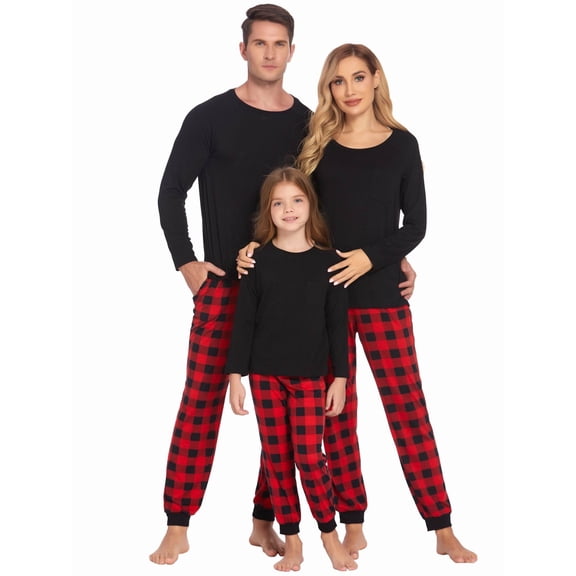 Avidlove Family Christmas Pajamas Set Matching Pjs Sleepwear Long Sleeve Sleepshirts with Plaid Pants Soft Nightwear ,Men