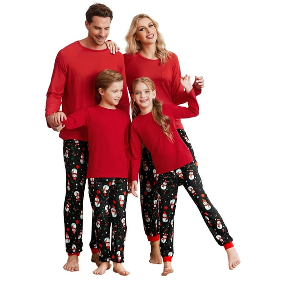 Avidlove Family Christmas Pajamas Set Matching Pjs Sleepwear Long Sleeve Sleepshirts with Xmas Pants Soft Nightwear ,Kids