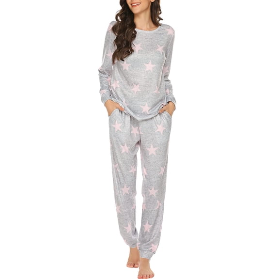 KISSGAL Jogger Pajama Set Long Sleeve Sleepwear Soft Pj Set Comfy Lounge Set Nightwear with Pockets