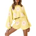 thumbnail image 1 of Avidlove Knit Pajama Set for Women Long Sleeve Floral Tops and Shorts Lounge Set with Pocket 2 Piece Matching Outfits Casual Sweater Sets Sleepwear, 1 of 6