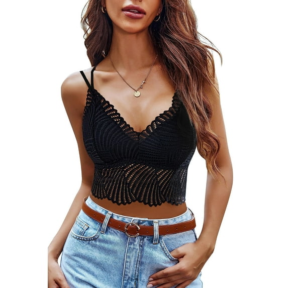 Avidlove Lace Racerback Bralette for Women Lingerie Black Sexy Bra Tank Tops Sleeveless Camisole Crop Tops
