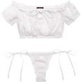 thumbnail image 1 of Avidlove Lingerie Set Self Tie Top and Panty Set Ruffle Lingerie Set Mesh Babydoll Chemise White XL, 1 of 4