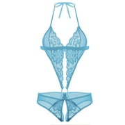 Avidlove Lingerie for Women Bodysuit One Piece Lingerie Light Blue XXL