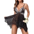 thumbnail image 1 of Avidlove Lingerie for Women Chemise Nightgowns Sexy Front Closure Sleepwear Nighty,Star Print, 1 of 4