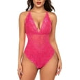 thumbnail image 1 of Avidlove Lingerie for Women Lace Bodysuit Sexy One Piece Underwear(Rose red,XL), 1 of 2