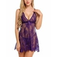 thumbnail image 1 of Avidlove Lingerie for Women Lace Chemise V Neck Sexy Exotic Open Front Negligee Purple, XXL, 1 of 2