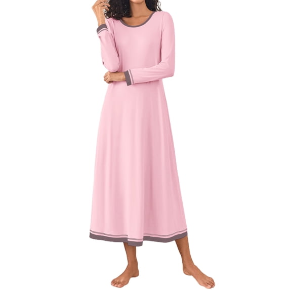 KISSGAL Long Nightgown for Women Long Sleeve Nightshirt Full Length Sleepwear Soft Loungewear S-4XL