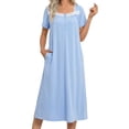 thumbnail image 1 of Avidlove Long Nightgowns for Women Henley Floral Ladies Gowns Short Sleeve Btton Neck Nightdress House Dress Sleepwear with Pockets, 1 of 6