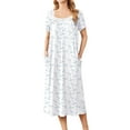 thumbnail image 1 of Avidlove Long Nightgowns for Women Henley Floral Ladies Gowns Short Sleeve Btton Neck Nightdress House Dress Sleepwear with Pockets, 1 of 8