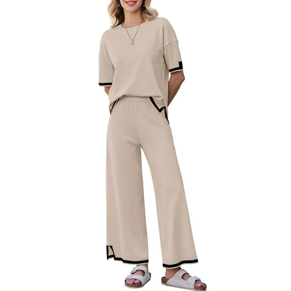 Avidlove Lounge Sets for Women Travel Outfits 2 Piece Sets Knit Short Sleeve Sweater Loungwear