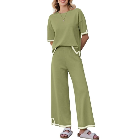 Avidlove Lounge Sets for Women Travel Outfits 2 Piece Sets Knit Short Sleeve Sweater Loungwear