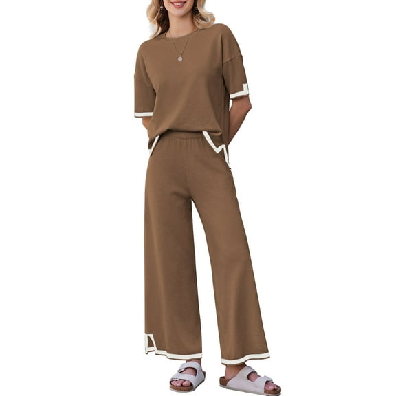 Avidlove Lounge Sets for Women Travel Outfits 2 Piece Sets Knit Short Sleeve Sweater Loungwear