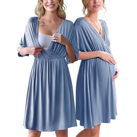 Avidlove Maternity Dress for Photoshoot 3 in 1 Labor/Delivery/Hospital Gown Maternity Nursing Nightgown Sleepwear for Breastfeeding Casual Baby Shower Dress S-XXL