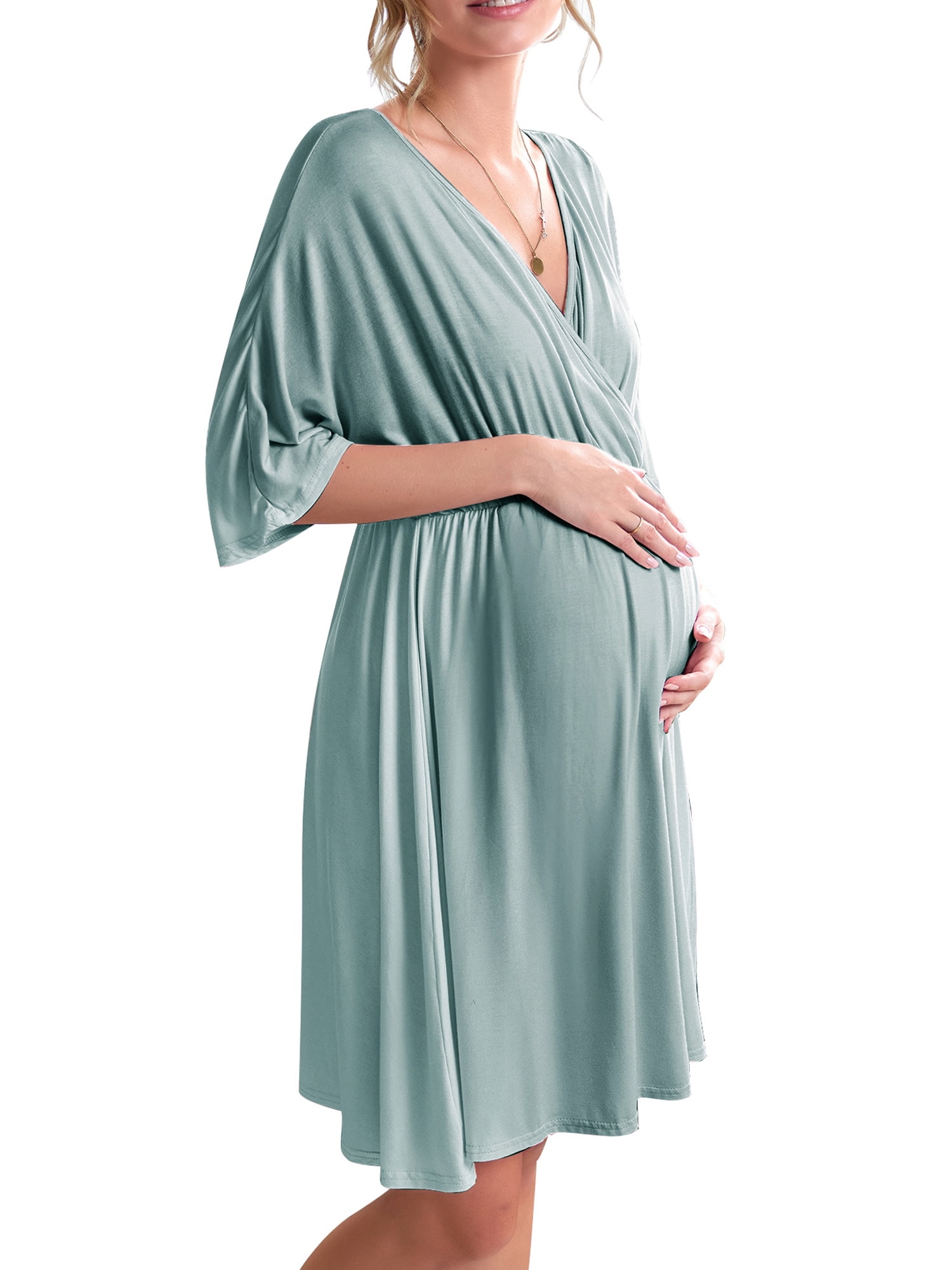 NOM Maternity Tessa Maternity Nursing Wrap Dress Medium Black 