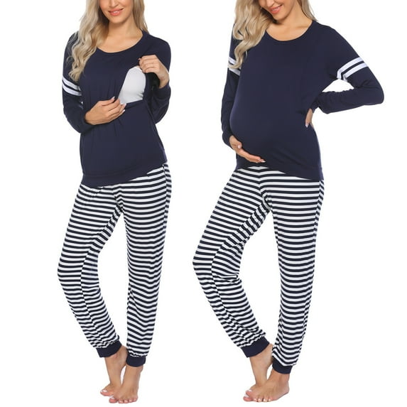 Avidlove Maternity Nursing Pajama Set for Breastfeeding Loungewear Sets Women Fall Long Sleeve Top and Jogger Pants for Pregnant and Postpartum