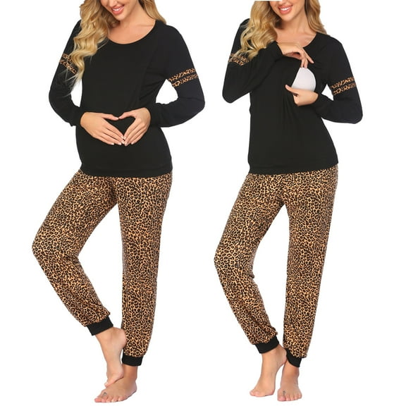 Avidlove Maternity Nursing Pajama Set for Breastfeeding Loungewear Sets Women Fall Long Sleeve Top and Jogger Pants for Pregnant and Postpartum