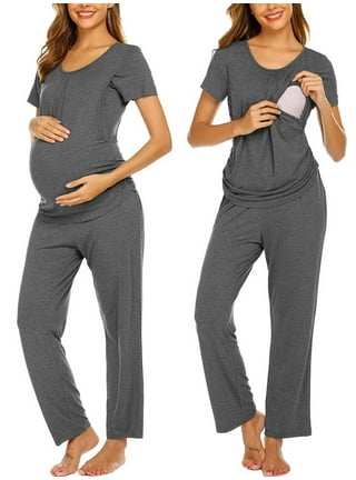 Women's Maternity Nursing Pajama Sets Long Sleeve Pregnancy Pj Set  Breastfeeding Sleepwear