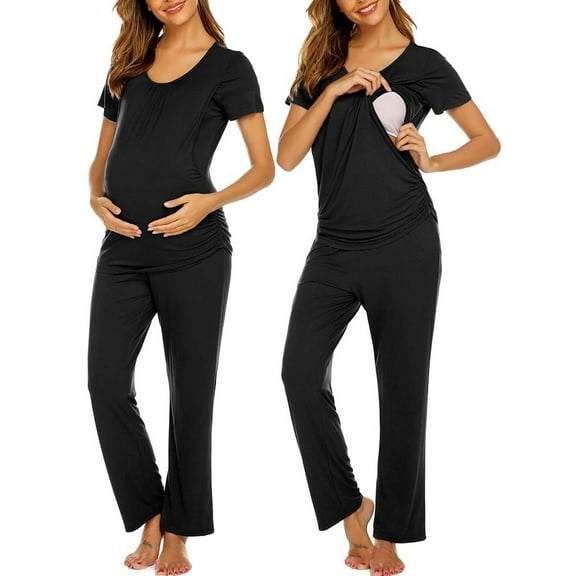 Avidlove Maternity Nursing Pajama Sets Labor Delivery Pjs Louge Set Breastfeeding Pajamas Short Sleeve Top & Pants Pregnancy Sleepwear Set