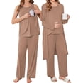 thumbnail image 1 of Avidlove Maternity Pajamas and Robe Set 3 Piece Double Layer Sleeveless Nursing Top,Pregnancy Pants with Robe Pjs Sleepwear, 1 of 8