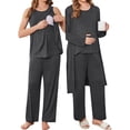 thumbnail image 1 of Avidlove Maternity Pajamas and Robe Set 3 Piece Double Layer Sleeveless Nursing Top,Pregnancy Pants with Robe Pjs Sleepwear, 1 of 8