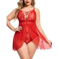 thumbnail image 1 of Avidlove Mesh Nightgown For Women Plus Size Bbaydoll Sexy Lingerie Nightgown Lace Chemise (Red 5XL), 1 of 5
