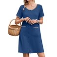 thumbnail image 1 of Avidlove Nightgowns for Women Button Down Bamboo Viscose Nightshirts Short Sleeve Sleepshirt Crew Neck House Dress with Pockets Sleepwear, 1 of 8