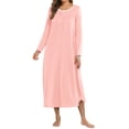 thumbnail image 1 of Avidlove Nightgowns for Women Floral Long Sleeve Henley Sleepshirt Full Length Nightdress Sleepwear with Pockets S-3XL, 1 of 7