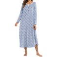 thumbnail image 1 of Avidlove Nightgowns for Women Floral Long Sleeve Henley Sleepshirt Full Length Nightdress Sleepwear with Pockets S-3XL, 1 of 7