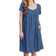 thumbnail image 1 of Avidlove Nightgowns for Women Short Sleeve House Dress with Pockets Pleated Nightdress Soft Sleepwear S-XXXL, 1 of 6